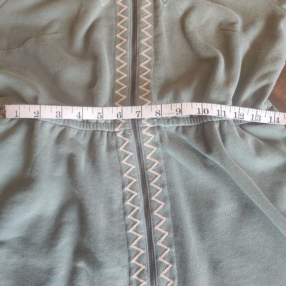 Green Embroidered Zip-Up Dress Sz Med - Picture 8 of 9